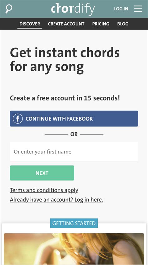 chordify|chordify log in.